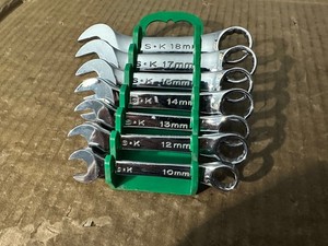 S-K TOOLS 7 PIECE MIDGET METRIC STUBBY COMBINATION WRENCH SET IN HOLDER 10-18MM