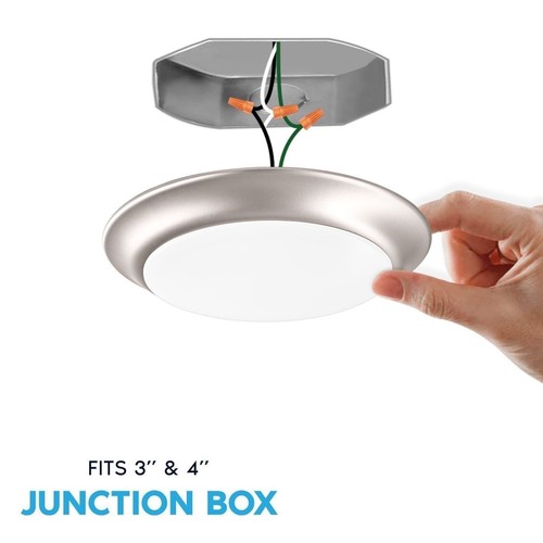 Luxrite 6 Inch LED Disk Lights 5CCT 2700K-5000K 1000LM Damp Rated Nickel 4-Pack - Picture 6 of 7