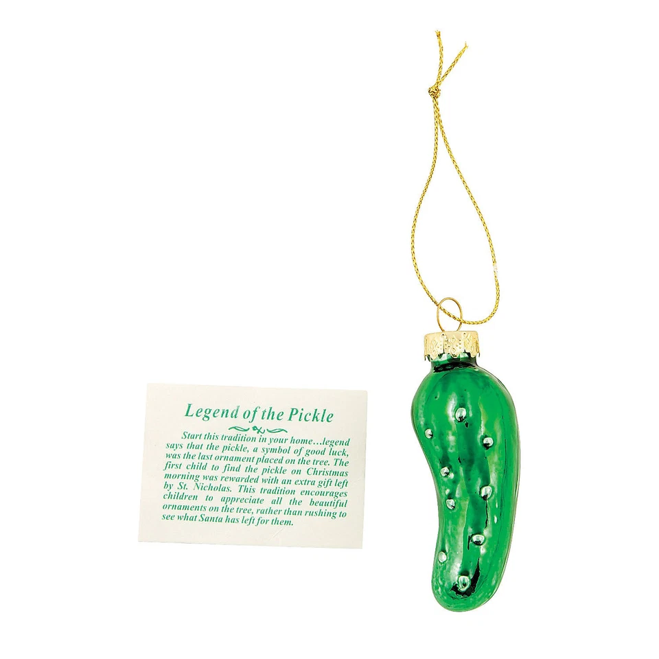 Adornos de Navidad de vidrio Legend of the Pickle con tarjeta - 48 Pc. Foto 2 de 2