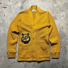 Vintage 1950  s Campus Virgin Wool Shawl Collar Cardigan Varsity Band S/XS