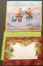 "Greeting Friends", (2) Leanin' Tree Blank Inside Cards, New With (2) Envelopes