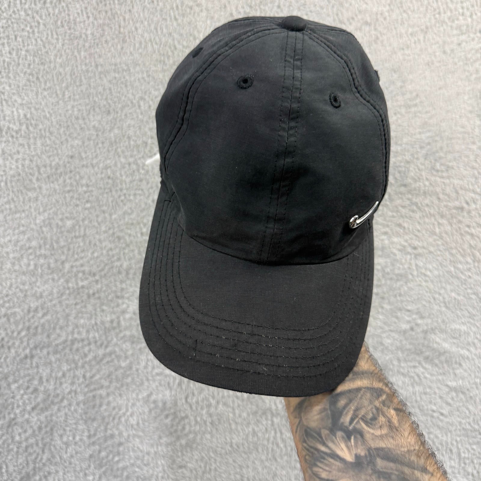 VTG Nike 2000's Y2K Heritage 86 Black Metal Swoosh OSFM Adjustable Baseball Cap image 3