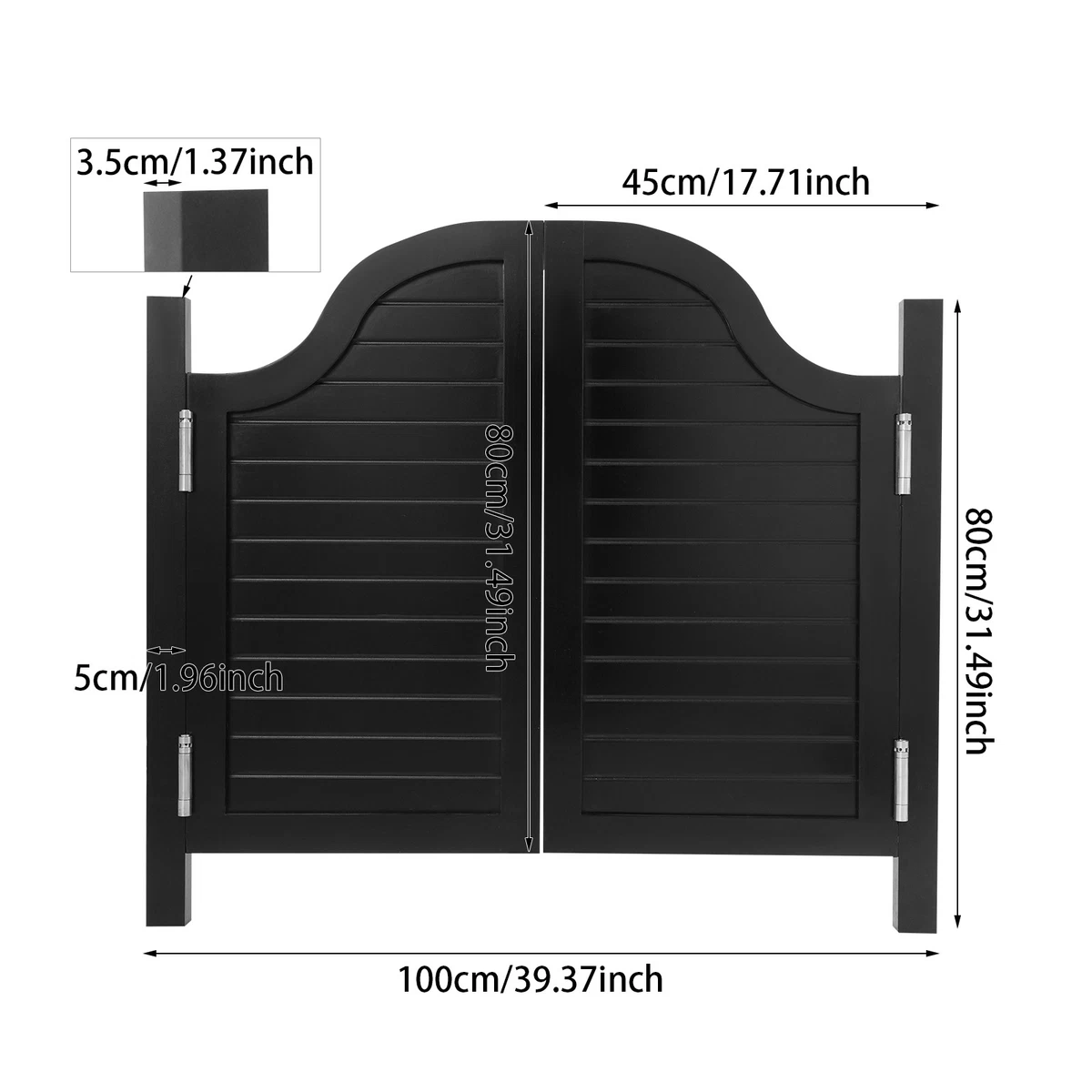 Puerta divisoria horizontal negra puerta de madera maciza oscilante