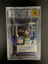 2018 Panini Prizm Lamar Jackson Rookie Patch Autos Black Finite 1/1 BGS 9/10