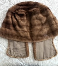 Vintage Real Mink Fur Stole Wrap- Brown- Repair or Craft /Upcycle