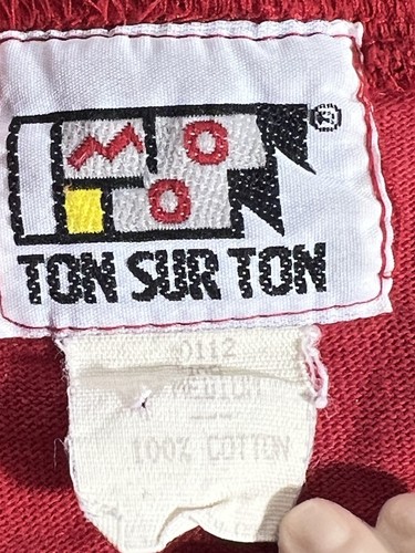 Vintage Ton Sur Ton Long Sleeve Red Heavy Shirt Pullover 90s Size Medium - Picture 2 of 4