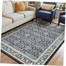 Dark Blue 5x7 Area Rugs for Living Room Bedroom, Transitional Boho Moroccan