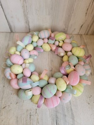 Easter pastel egg bead wreath hanging spring decor