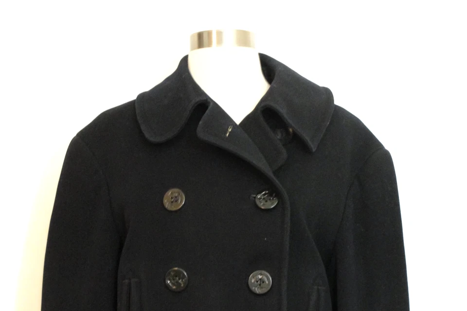 Abrigo de lana de guisante vintage de fábrica de ropa naval de la Marina de los Estados Unidos Segunda Guerra Mundial años 40 limpieza en seco Foto 3 de 4