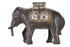 c1910 ac Williams Large Cast Iron Elephant Bank