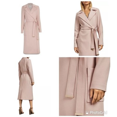 Ted Baker Josette Wide Lapel Wide Collar Long Wrap Pink Coat Sz 3 .Medium (8-10)