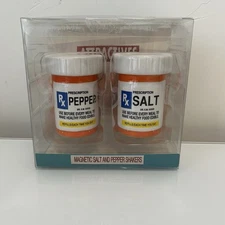 Ebros Rx Pharmacy Prescription Bottles Magnetic Salt And Pepper Shakers Open Box