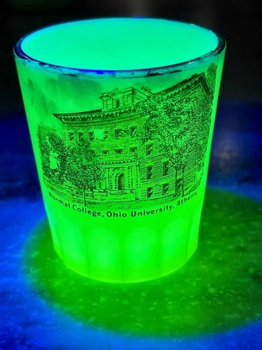 Antique Uranium Glass Toothpick Normal College Ohio University Athens UV Glow
