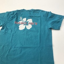 Trader Joe's Short Sleeve L Employee T-Shirt Hibiscus Size Large Teal Blue Crew