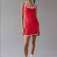 Urban Outfitters Mini Terry Athletic Dress NWT Small Cherry Red Retro White