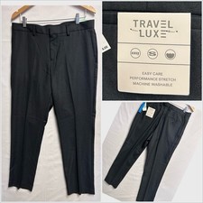 Perry Ellis Portfolio Pants Mens 34 x 30 Gray Travel Luxe Slim Fit Stretch NWT