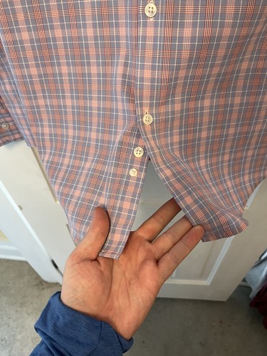 Mizzen Main Shirt Mens XL Trim Fit Blue Pink Plaid Leeward Performance Stretch - Picture 5 of 8