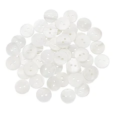 50 Pcs Natural Shell Button, 2 Hole 12.5mm Mother of Pearl Button, White