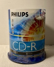Phillips CD-R 52x 700MB 80Min 100Pk Blank Compact Disc Recordable MultiSpeed New