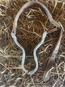 Aluminum Hinged w/Brown Leather Strap Horse Cribbing Crib Control Collar