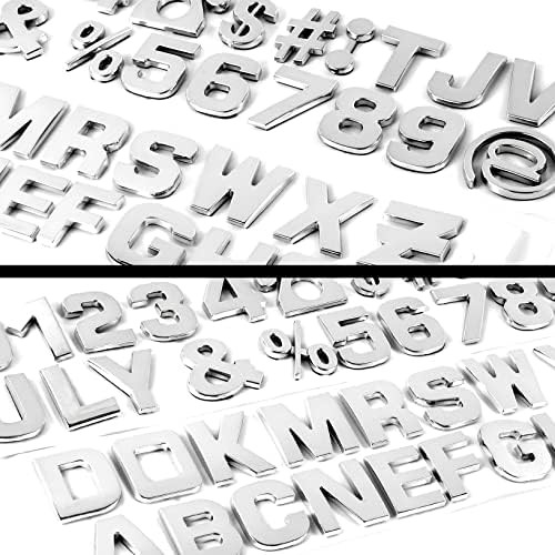 43Pcs Car Emblem Letters Sticker 3D Chrome Decal