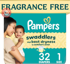 Pampers Swaddlers Baby Diapers Size 1, 32 Count