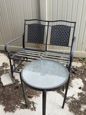 Indoor/Outdoor Rustic Acacia Wood Slat Panel Rocking Bench