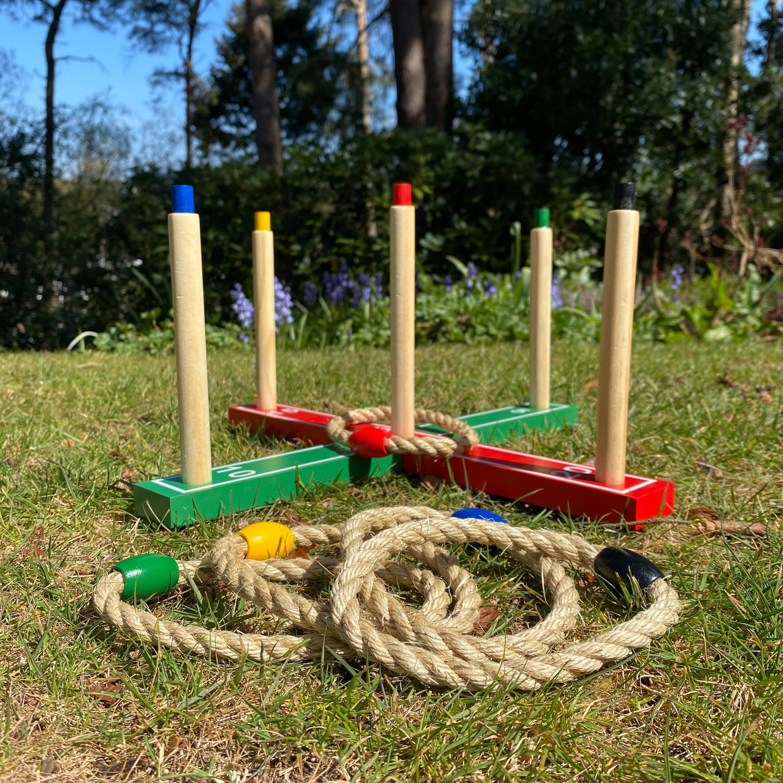 Deluxe Quoits Ring Toss Wooden Garden Lawn Game