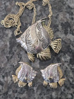 Vintage Fish Necklace and Earring Set Gold & Silver Tone Fish Pendant Necklace — photo 2