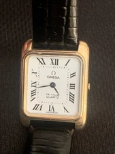 DEFECTIVE Omega De Ville Quartz Women Watch Vintage 10k Gold Filled Rect G3D