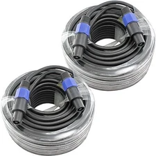 2 PACK 100 ft foot feet speakon compatible pro audio speaker cables PA DJ cords