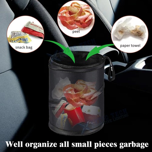 Automotive Portable Large Trash Can Garbage Holder Container Waste Basket Bin - Picture 5 of 13
