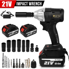 21V Pro 1/2'' Cordless 520Nm Electric Impact Wrench Gun Driver Drill w/ Battery