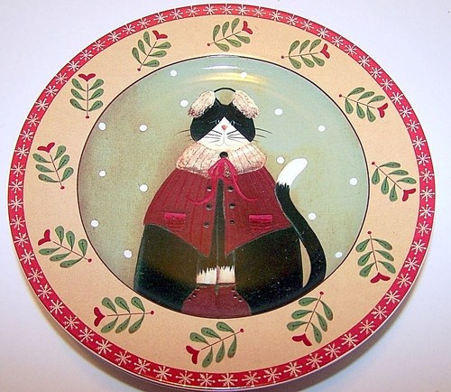 Gato Felino Oneida Platos Postre Sandwich Vacaciones Navidad Animal Juego de 4 - Imagen 8 de 12