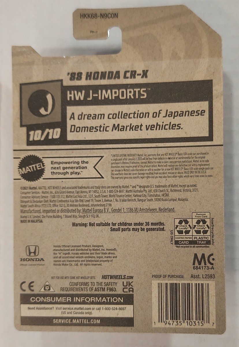 88 Honda CR-X 148/250 Hot Wheels 2023 HKK68 HW J-Imports 10 88 Honda CR-X 148/250 Hot Wheels 2023 HKK68 HW J-Imports 10