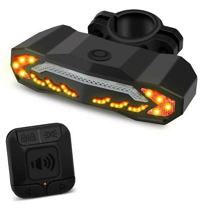 DIGI-OFFICE Wireless Bicycle Anti-Theft Alarm Vibration LED Bike Tail Lights USB with Remote