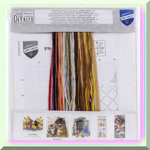 "Farmyard Friends Cross Stitch Kit - Rooster and Chickens Design, 14 Count, 12.8 - Picture 4 of 5