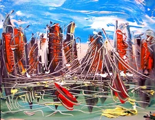 NEW YORK    ART  ABSTRACT  stretched  PAINTING CANVAS ART CONTEMPORARY D2fD3D