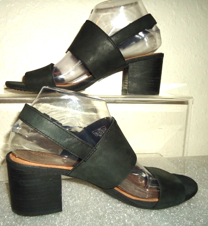 Sandalias de tacón Toms Poppy para mujer talla 8,5/39 negro tono gamuza ligeramente Foto 3 de 4