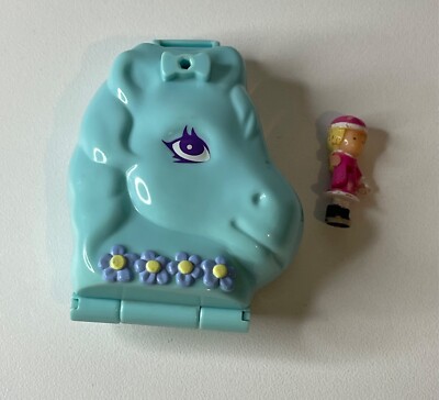 Polly Pocket 1995 Dose Einhorn Blau Türkis Vintage Retro Sammler Bluebird