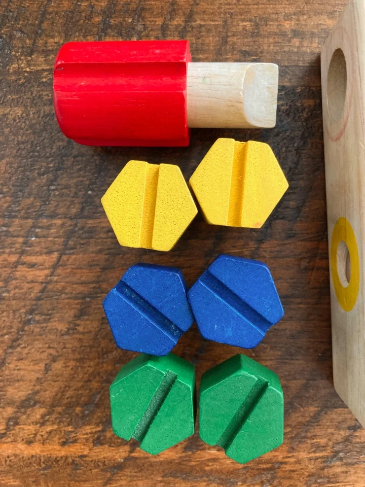 Guidecraft Wooden Screw Block Montessori Learning Toy Memory & Fine Motor Skills - Image 2 of 4