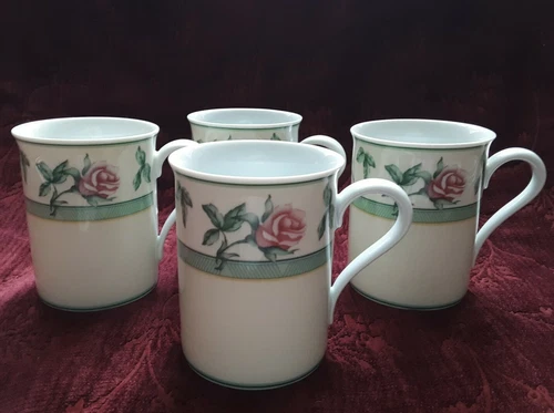 Wedgwood ENGLISH COTTAGE ROSE Mugs - Set/4 - FREE U.S. Shipping