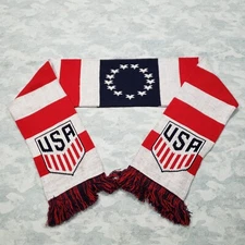 Ruffneck USA Scarf Adult One Size Fits All Red Whit Blue NWT Fringe Patriotic