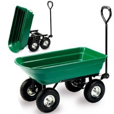 Carrello Portatutto 4 ruote Sterzanti Ribaltabile Carretto da Giardino Rimorchio