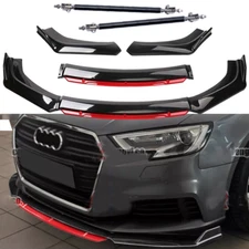 Front Bumper Lip/ Red Layer Splitter+Spoiler Strut Rods FOR AUDI A3 S3 RS3