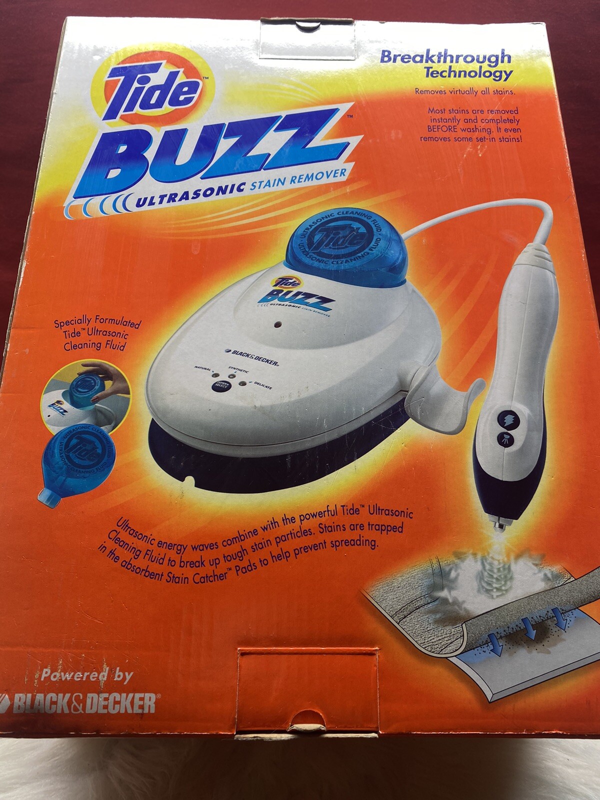 TIDE BUZZ ULTRASONIC STAIN REMOVER LAUNDRY DETERGENT ERASES STAINS ON