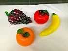 Murano Blown Glass Apple Orange Grapes and Bananas Fruit