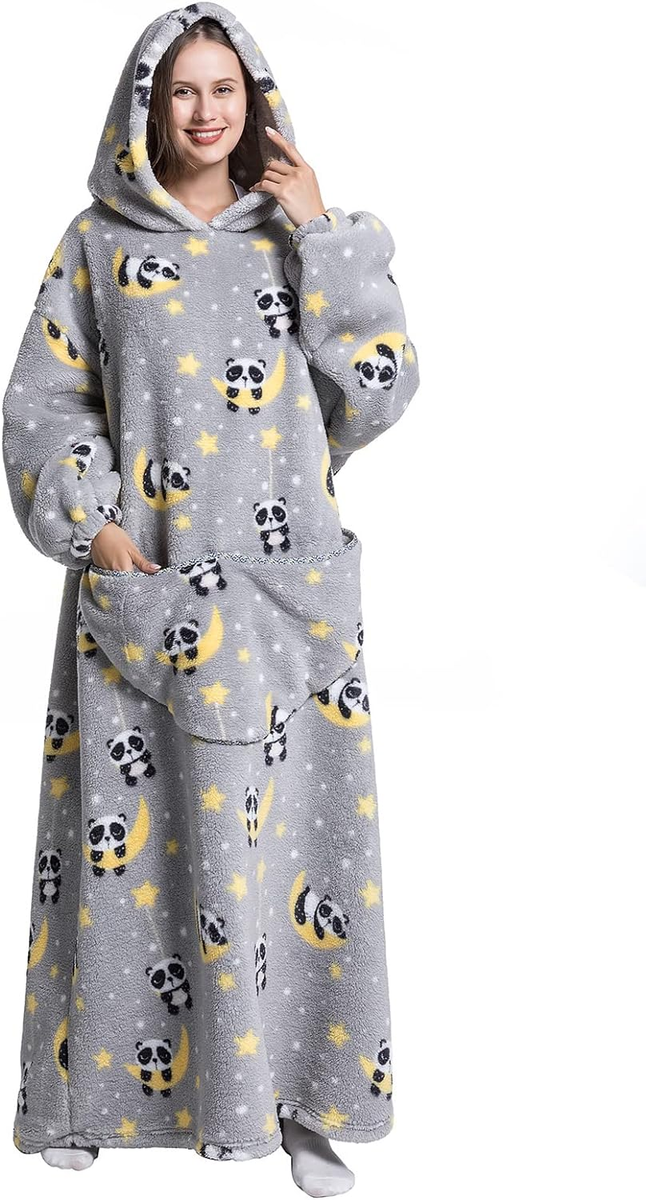 Lange Hoodie Decke Mit Ärmeln Für Damen Herren, Kuschelig
