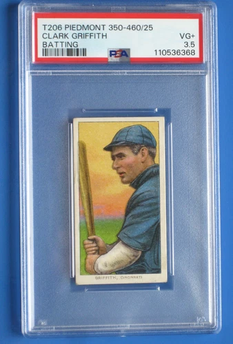 1909 T206 Piedmont 350-460 Clark Griffith Batting PSA 3.5 VG + Very Good Plus