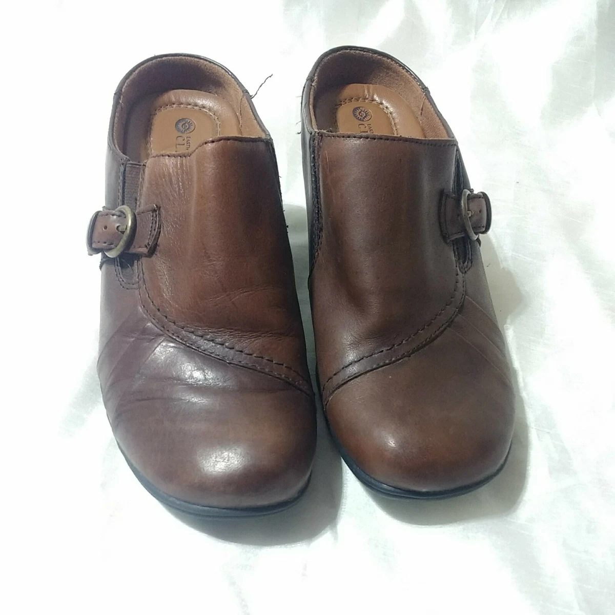 Earth Spirit Classics Emily Black Leather Mules Clogs Women s Size 8